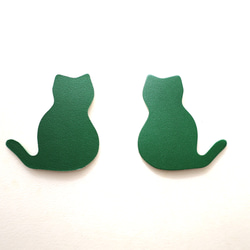 【レザーパーツ】猫・ネコ・尻尾（左と右セット）高さ５㎝・１０枚セット　牛革　森林グリーン　～定形外郵便（送料無料）～ 1枚目の画像