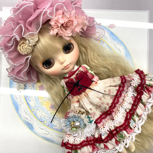 ブライスアウトフィット　リバティ　薔薇ハンドメイド ブライスアウトフィット 春苺のドレス その他人形 アトリエ