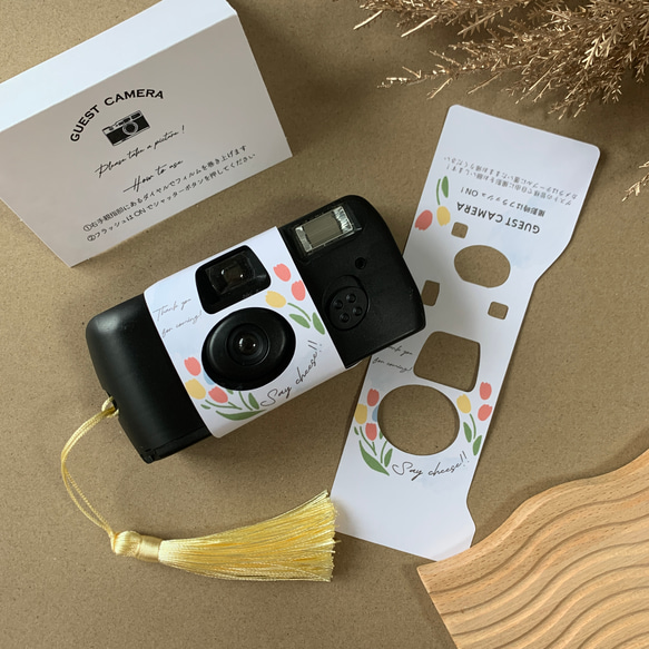 カラフルチューリップ【機械で切断！仕上がり綺麗】写ルンです 結婚式 カメラカバー 1枚目の画像