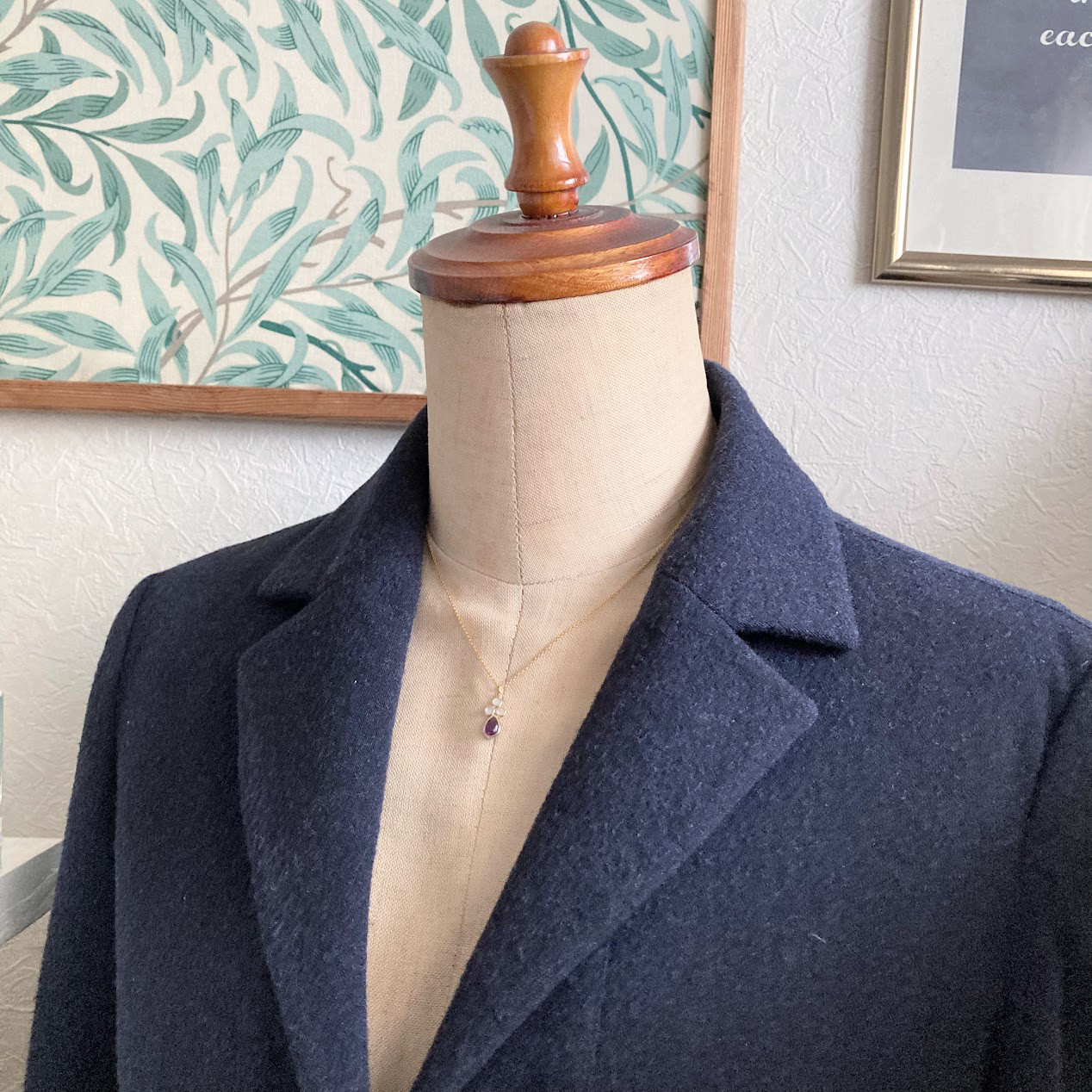 アメシストとマザーオブパールのネックレス　アンティークテイスト