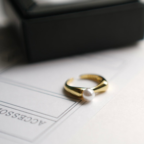 S436 パール一粒ゴールドリング S925P 金属アレルギー対応 指輪
