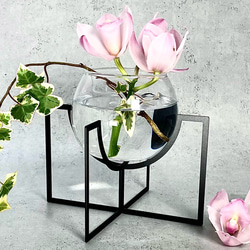 ブロンズ製 フラワーモチーフ 花瓶スタンド アイアン livingut_394741