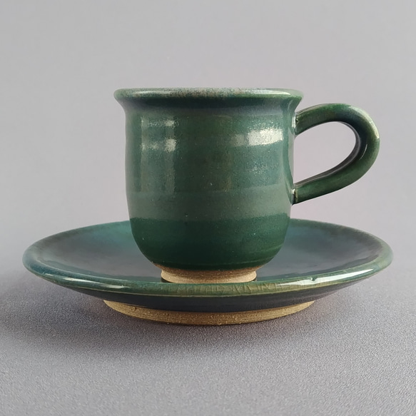 コーヒーカップ　緑釉　【商品番号：00457】 4枚目の画像