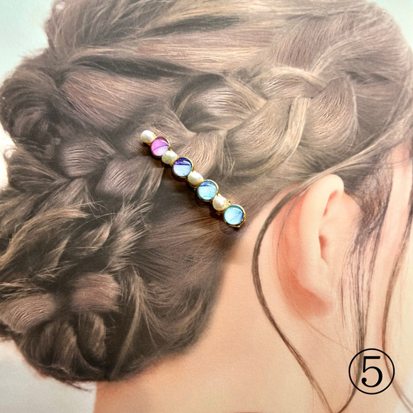 淡水パールとアルコールインクアートのヘアクリップ【6cm×0.6cm】 10枚目の画像