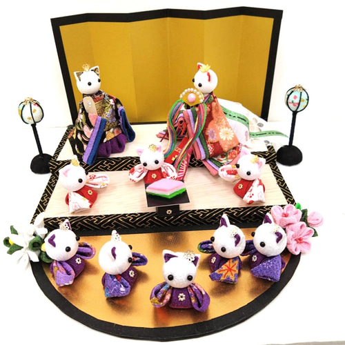 猫のお雛様 5人囃子 つまみ細工 ひな人形・雛飾り himadare 通販