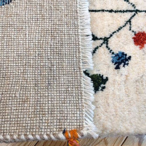 新規入荷】ペルシャ ギャッベ ランナー中 145×55 アイボリー 生命の木