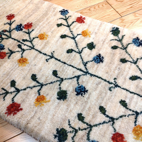 新規入荷】ペルシャ ギャッベ ランナー中 145×55 アイボリー