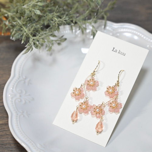 満開の桜ピアス/イヤリング ピアス（フック・チェーン） Lakuu