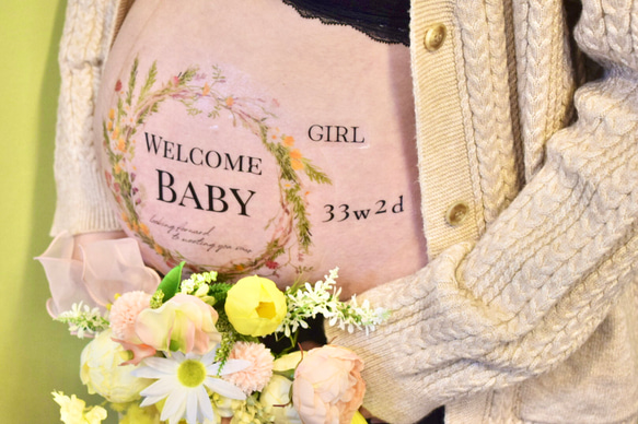 " flower wreath " マタニティシール　タトゥーシール　ボディシール　マタニティフォト　赤ちゃん　 3枚目の画像