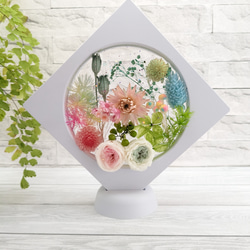 バラの フラワーフレーム 固まるハーバリウム フラワーアレンジメント フラワーボックス 2枚目の画像