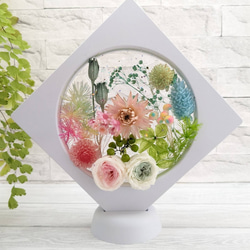 バラの フラワーフレーム 固まるハーバリウム フラワーアレンジメント フラワーボックス 1枚目の画像