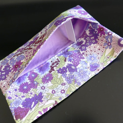 ポケットティッシュカバー リバティ マーガレット・アニー(紫)  ポケットティッシュケース 布小物 ティッシュカバー 2枚目の画像