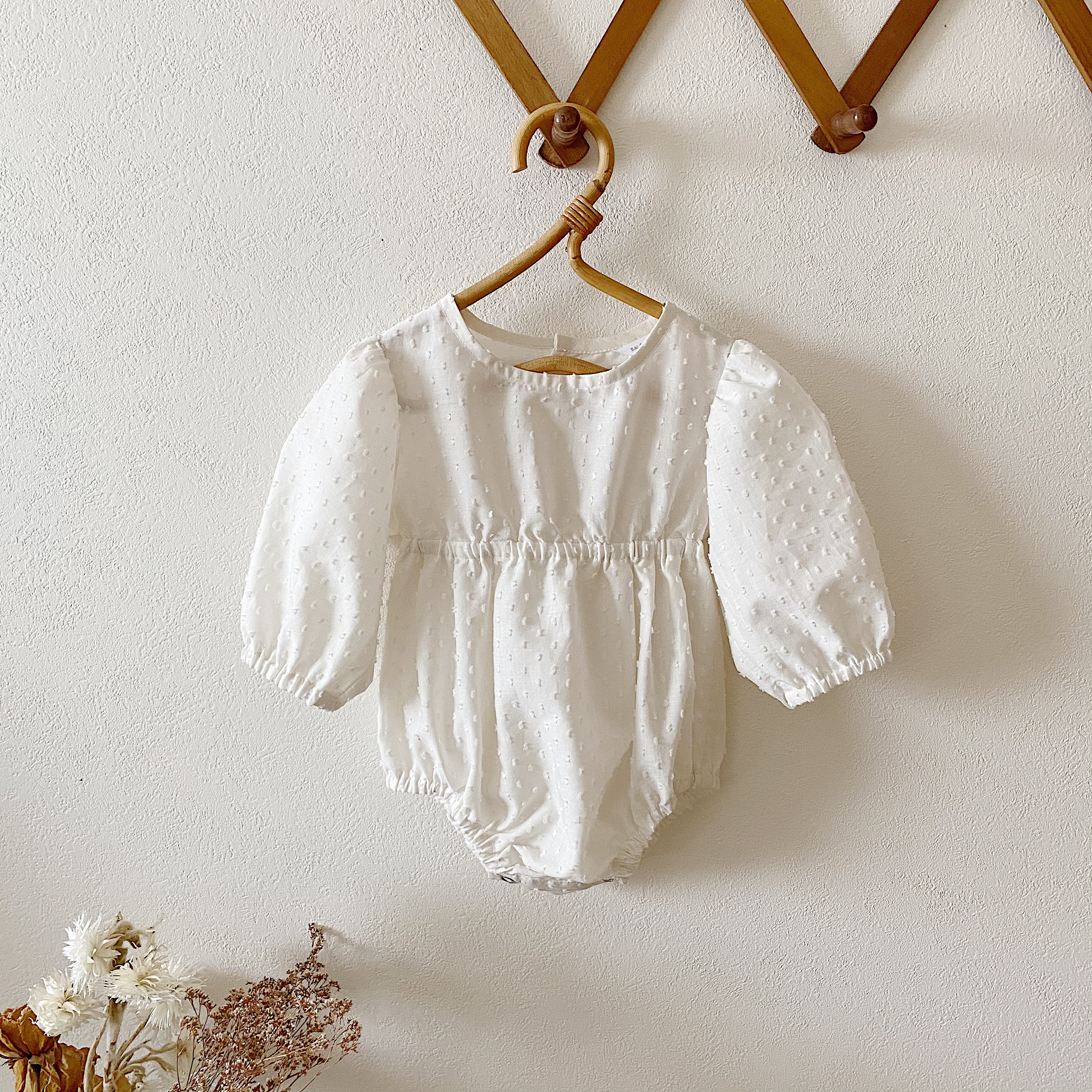 パフスリーブロンパース / きなり / 70cm,80cm,90cm ベビーフォーマル 女の子