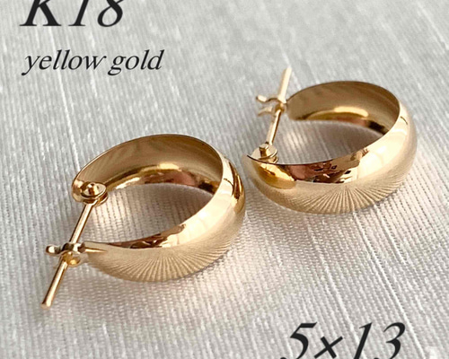 18金【10×13mm 月甲フープピアス】イエローゴールド K18刻印入 新品！ 00e89ea1240df90499a7f6ddc76d45