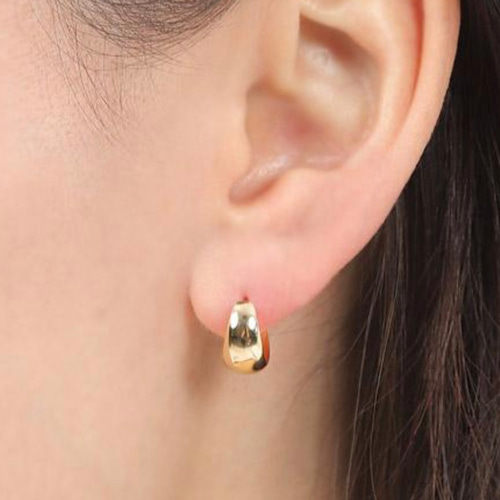 アパレル通販サイトランキング 地金＊18金【7×13mm 月甲フープピアス】Yゴールド K18刻印入 アクセサリー