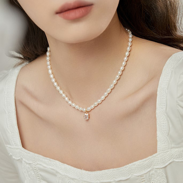 淡水パールのネックレス ジルコニア 淡水真珠 淡水パール 6月の誕生石