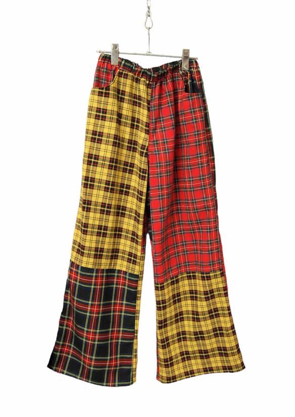 【特別セール品】 タータンチェック ミックスワイドパンツ キュロット・ワイド パンツ