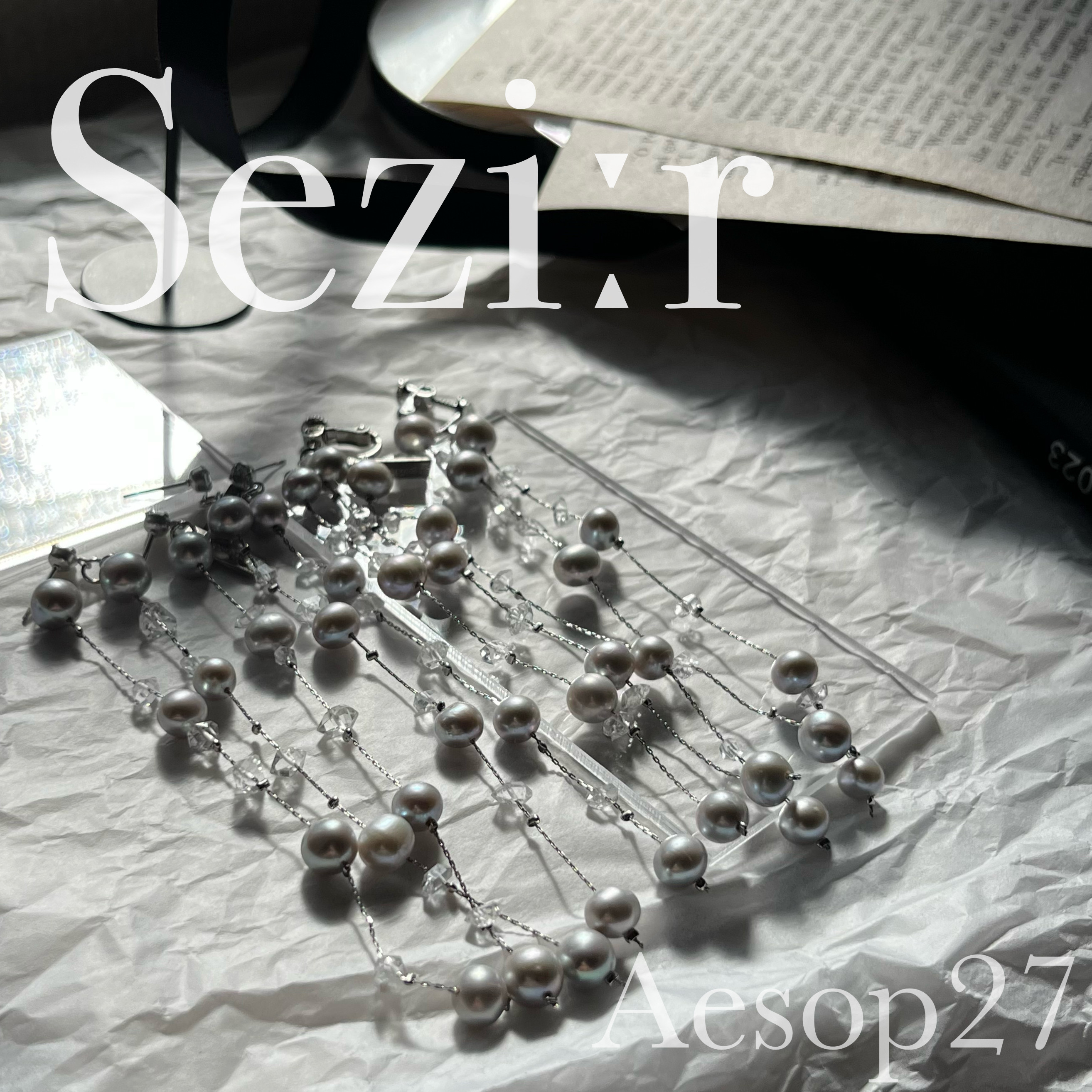 Seziːr ラッピング付き ハーキマーダイヤモンド シルバー 淡水パール ロングピアス ロングイヤリング 母の日