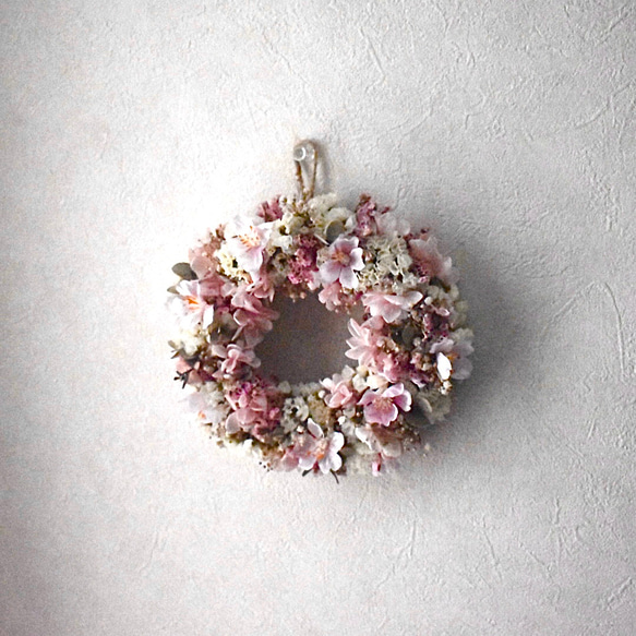 桜を贈る母の日フラワーギフト　春満開！　ピンクのリース　 8枚目の画像