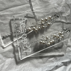 chandelier ハーキマーダイヤモンド パール ロングピアス ロングイヤリング 結婚式 ウエディング 華奢 母の日 3枚目の画像