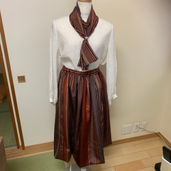 着物リメイク❣️米沢紬のバルーンスカート＆マフラー⭐️送料無料 1枚目の画像