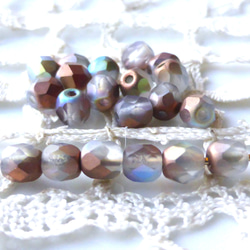 FP すりガラス　メタル色小豆　チェコビーズCzech Glass Beads20個 1枚目の画像