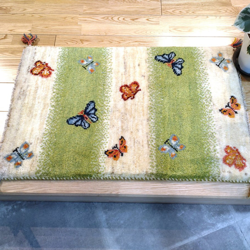 90×60cm ペルシャ手織り 絨毯 カシュクリ ギャッベ