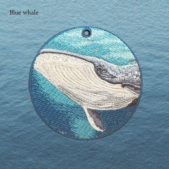 シロナガスクジラ 鯨 クジラ 刺繍キーホルダー 両面刺繍 キーチェーン 入学祝い プレゼント ギフト or-206 6枚目の画像