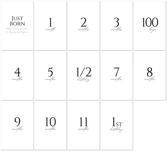 マンスリーカード　月齢カード　《シンプル ブラック④》 4枚目の画像
