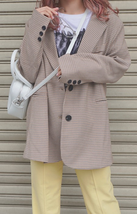 Gun Club Check Oversized Tailored Jacket (beige) ジャケット ベージュ