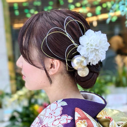 胡蝶蘭 桜  髪飾り ヘアパーツ 和装 アーティシャルフラワー 小さい胡蝶蘭と枝の髪飾り 結婚式・成人式・卒業式に 和装 和風