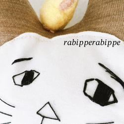 こまり顔猫　古着リメイク　ぬいぐるみ　rabippe  Ｌサイズ　送料無料　はらまき柄　 9枚目の画像