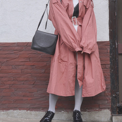 Balloon Sleeve Military Long Jacket Coat (pink)*with Belt 3枚目の画像