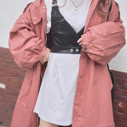 Balloon Sleeve Military Long Jacket Coat (pink)*with Belt 8枚目の画像