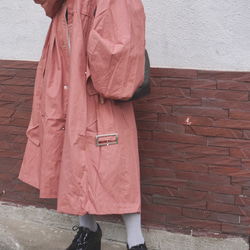 Balloon Sleeve Military Long Jacket Coat (pink)*with Belt 6枚目の画像