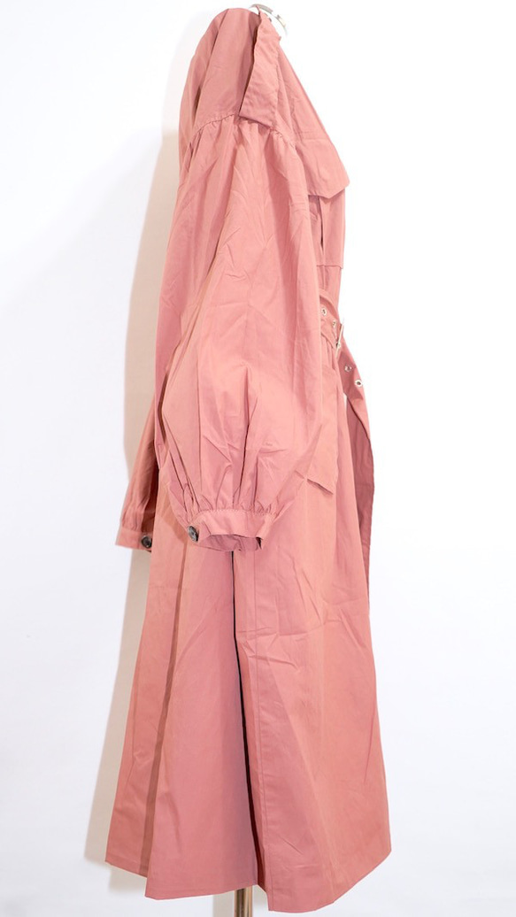 Balloon Sleeve Military Long Jacket Coat (pink)*with Belt 14枚目の画像
