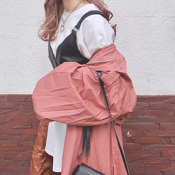 Balloon Sleeve Military Long Jacket Coat (pink)*with Belt 5枚目の画像