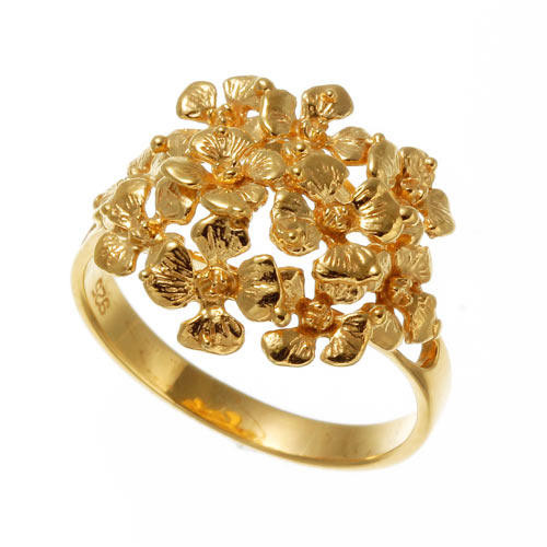 【純金仕上あじさいリング】　シルバー製　【日本製】