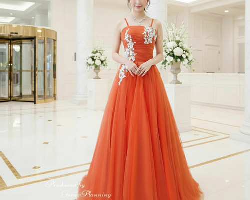 sahara ベストレイヤードドレス　オレンジ系　極美品　結婚式　オケージョン sahara ベストレイヤードドレス オレンジ系 極美品 結婚式 オケージョン