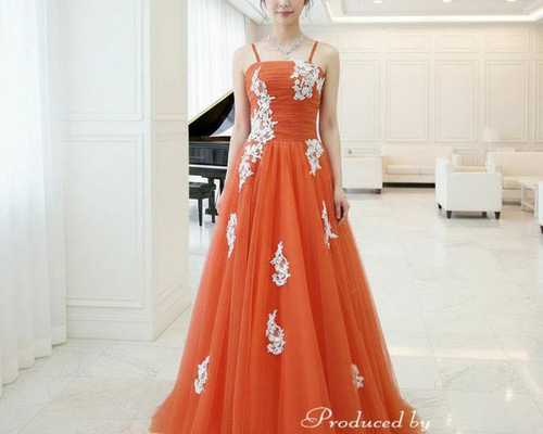 カラードレス カクテルドレス オレンジ 橙 発表会 披露宴 前撮り 演奏会 カラードレス カクテルドレス オレンジ 橙 発表会 披露宴 前撮り