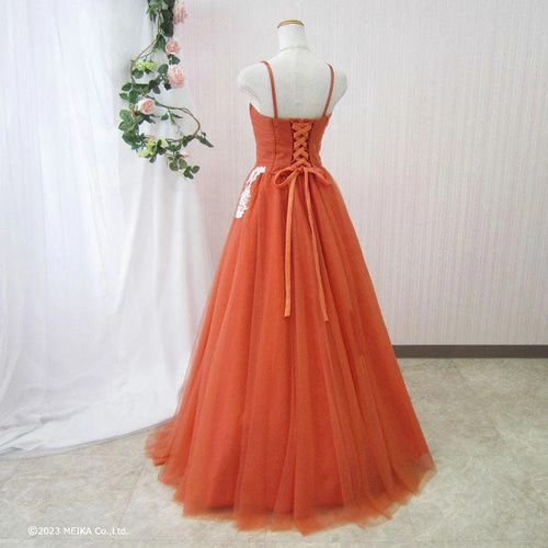 カラードレス オレンジ系 結婚式 演奏会 発表会ドレス 前撮り