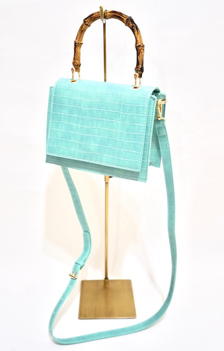 Bamboo Handle Crocodile Touch 2way Bag (light blue) ショルダーバッグ 5,514円