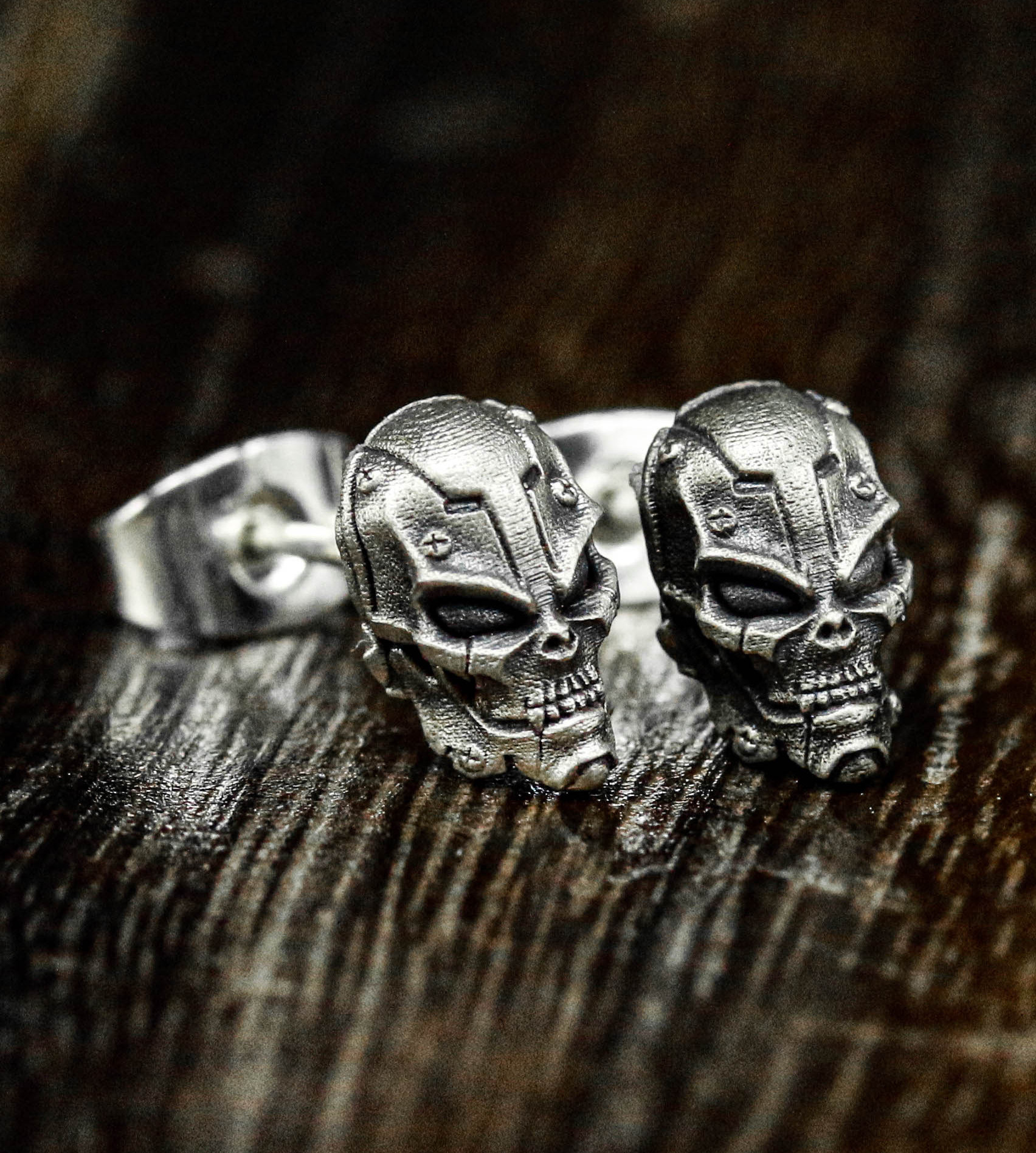 モンスター シルバーピアス スカル ギフト ゴシック ジュエリー ギフト 職人 シルバー エイリアン スカル ジュエリー