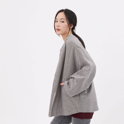 Donna Round Neck Wide Sleeve Jacket/ Grey Brown 5枚目の画像