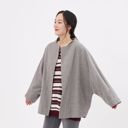 Donna Round Neck Wide Sleeve Jacket/ Grey Brown 1枚目の画像