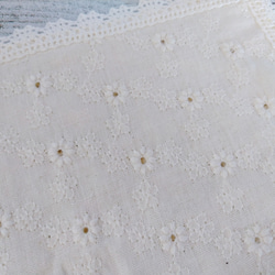 【再販】わたからつむぐ　ハンカチ　ハンドタオル　オーガニックコットン　国産綿　ガーゼ　花柄刺繍レース　 9枚目の画像