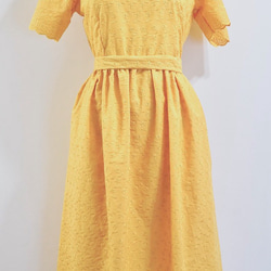 Flower Cutwork Flare Onepiece (yellow) ロング丈ワンピース イエロー 黄色 ガーリ 7枚目の画像