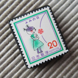 日本　　切手ブローチ9292 2枚目の画像