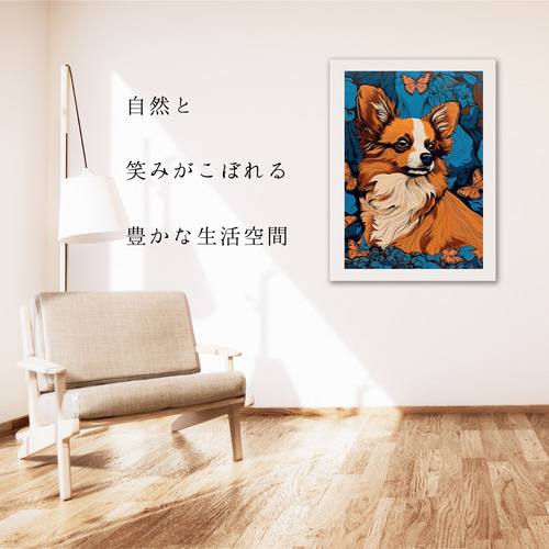 ✨【原画】『庭園でダンス』（絵画　パステル画　パピヨン　植物画　動物画　犬の絵） Amazon | パピヨン犬DIY5Dモザイクダイヤモンド絵画キット刺繡