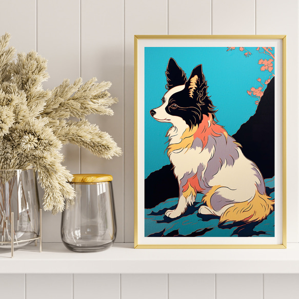 【ワンダフルライフ - パピヨン犬 No.4】アートポスター 犬の絵 犬の絵画 犬のイラスト 8枚目の画像